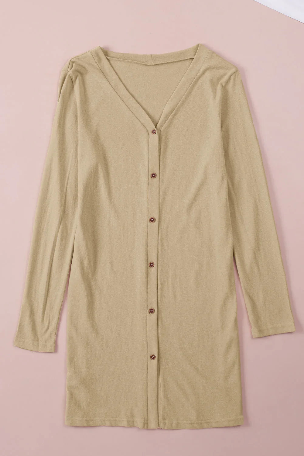 Solid Color Open-Front Buttons Cardigan - Which Mark