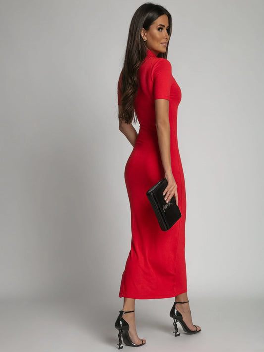 Red turtleneck midi pencil dress FG674 - Which Mark