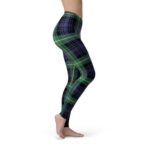 Womens Green and Blue Tartan Leggings - Which Mark