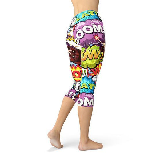 Comic Book Explosions Capri Leggings - Which Mark