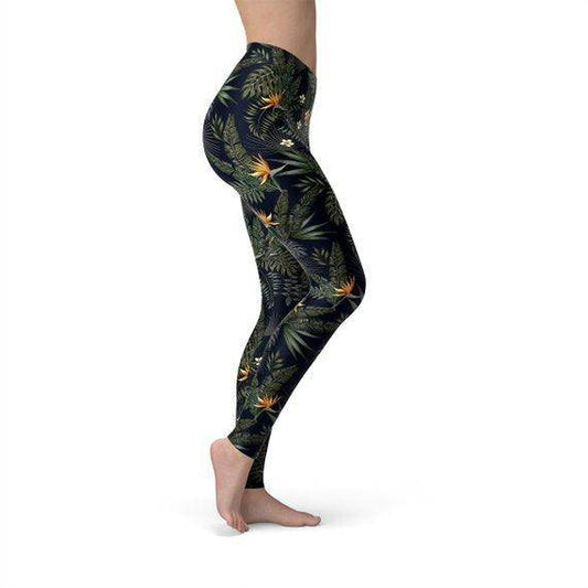 Womens Bird of Paradise Black Leggings - Which Mark