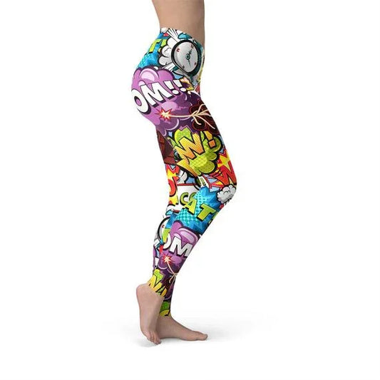 Comic Book Explosions Leggings - Which Mark