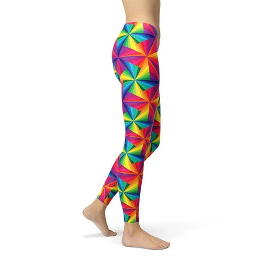 Womens Rainbow Pinwheel Leggings - Which Mark