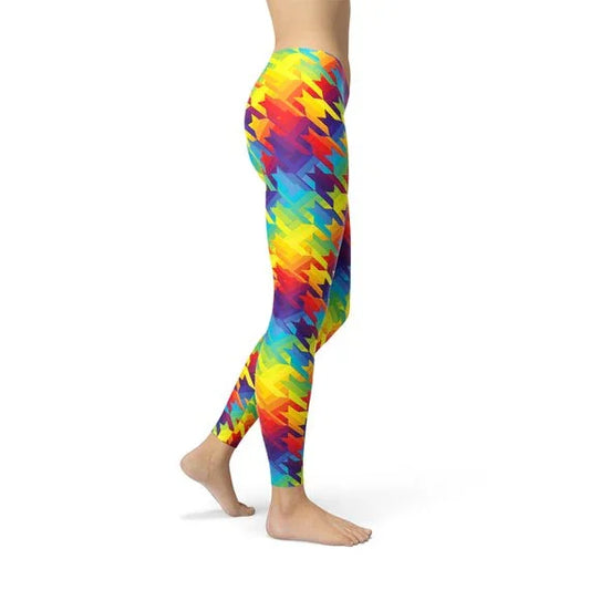 Womens Rainbow Houndstooth Leggings - Which Mark