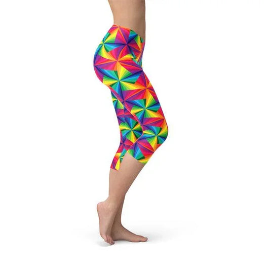 Womens Rainbow Pinwheel Capri Leggings - Which Mark
