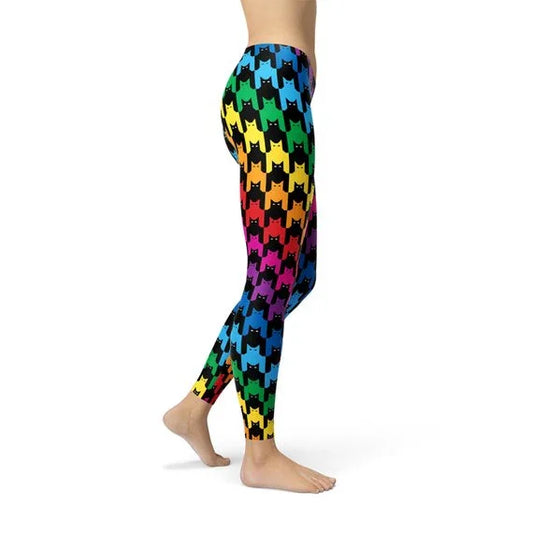 Womens Cat Houndstooth Leggings - Which Mark