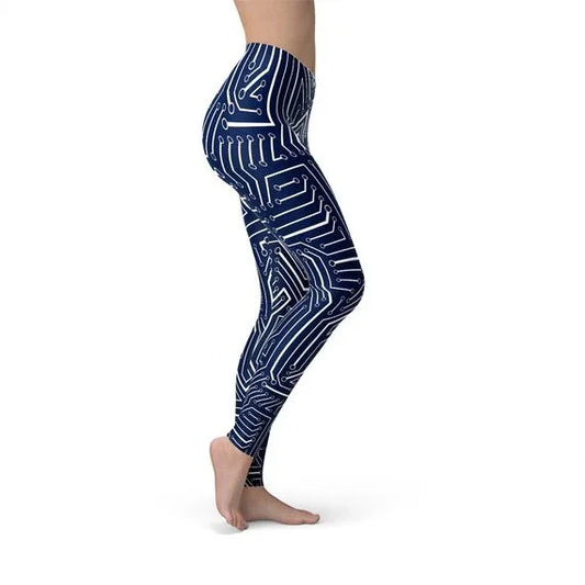 Womens Navy Blue Circuit Leggings - Which Mark