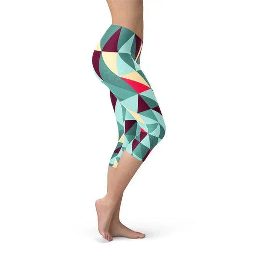 Womens Capri Leggings w/ Geometric Triangles - Which Mark