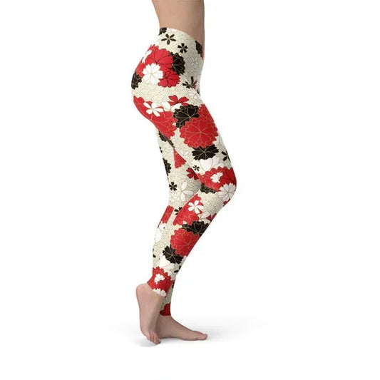 Womens Japanese Cherry Blossom Leggings - Which Mark