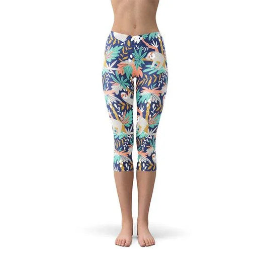 Womens Sloth Capri Leggings - Which Mark