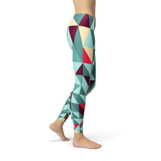 Womens Leggings w/ Colorful Geometric Triangles - Which Mark