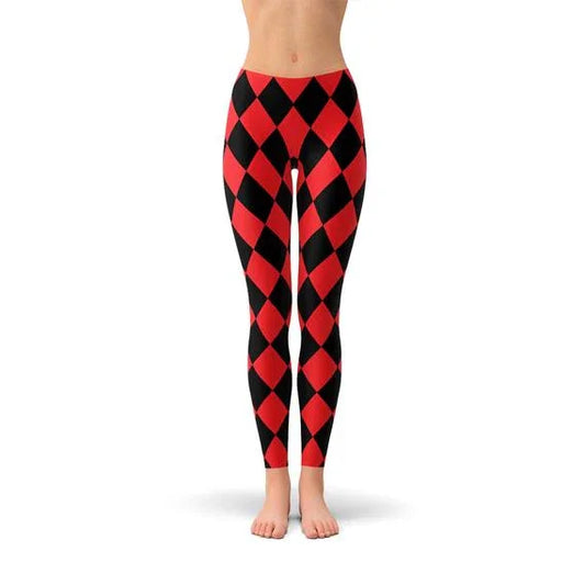 Womens Red and Black Jester Leggings - Which Mark