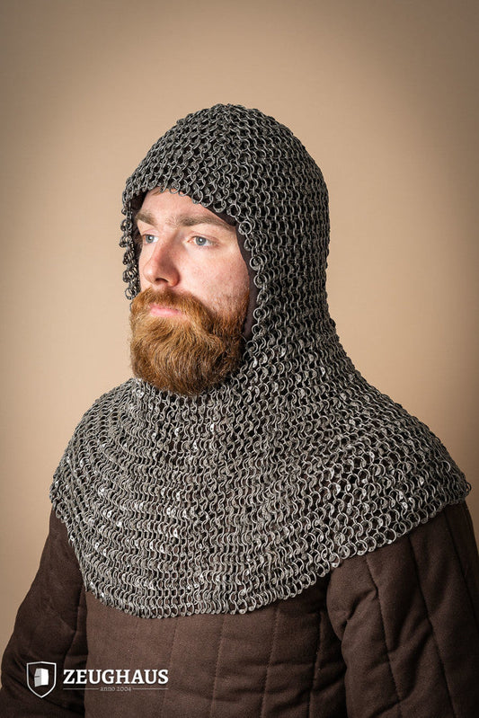 Chainmail Hood Roundring Riveted 10mm Steel Oiled - Which Mark