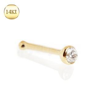 14Kt. Gold Stud Nose Ring with Press Fit CZ - Which Mark