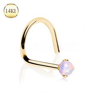 14Kt Yellow Gold Nose Screw with Prong Set Opalite - Which Mark