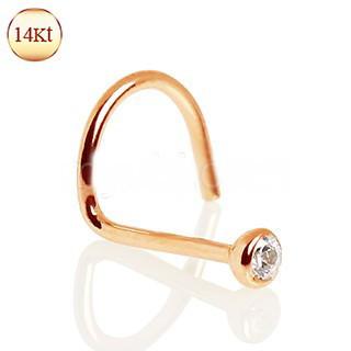 14Kt Rose Gold Nose Screw with Press Fit CZ - Which Mark