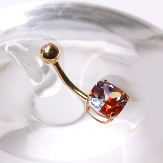14Kt Yellow Gold Navel Ring with Miracle Cubic - Which Mark