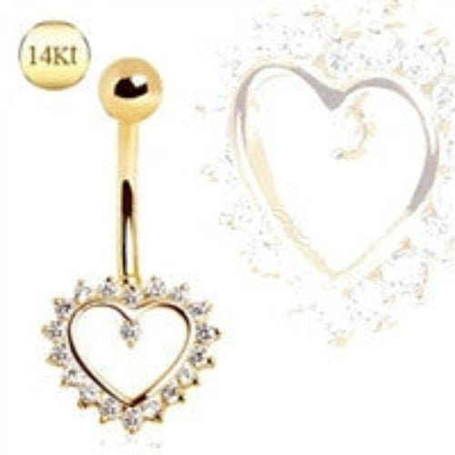14Kt. Gold Navel Ring with Heart - Which Mark