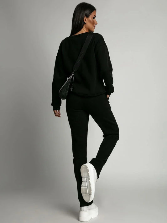 Insulated tracksuit for women sweatshirt and loose pants black FI762 - Which Mark