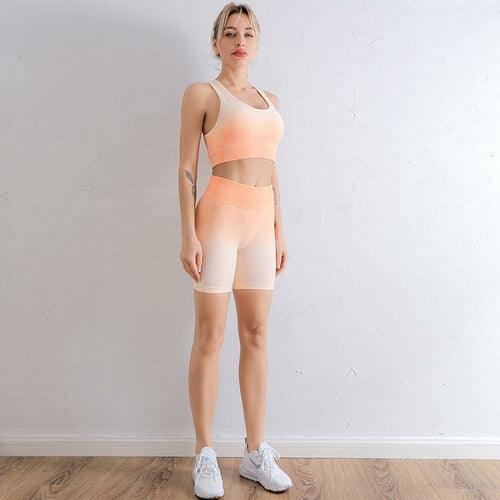 2021 Sports Set Women Gradient Fitness Yoga Tracksuit Gym Jogging - Which Mark