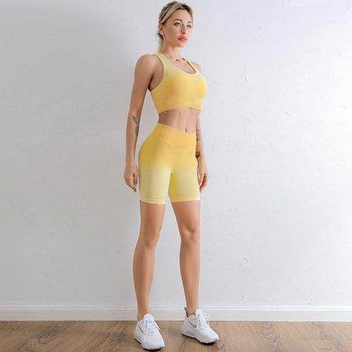 2021 Sports Set Women Gradient Fitness Yoga Tracksuit Gym Jogging - Which Mark