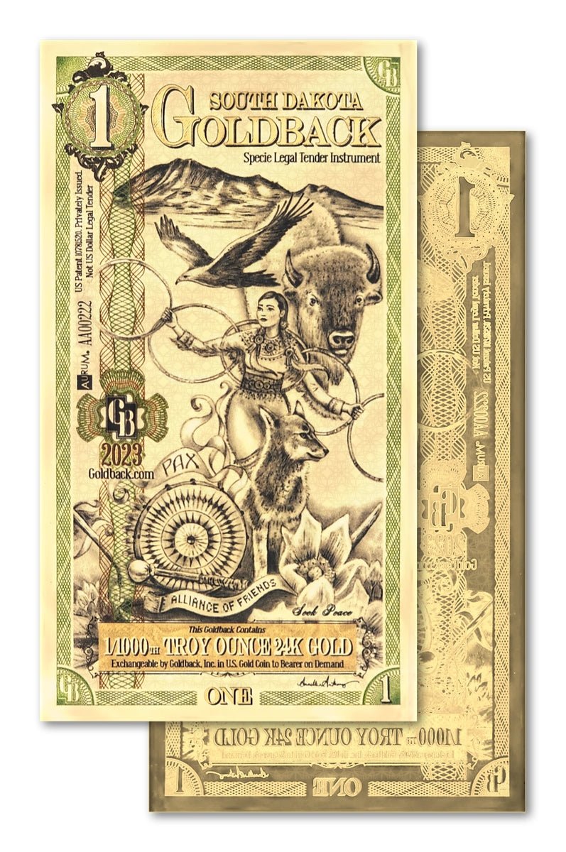 SOUTH DAKOTA Goldback 1 Note Aurum (100 Pack) - 24k Gold Bills Random - Which Mark