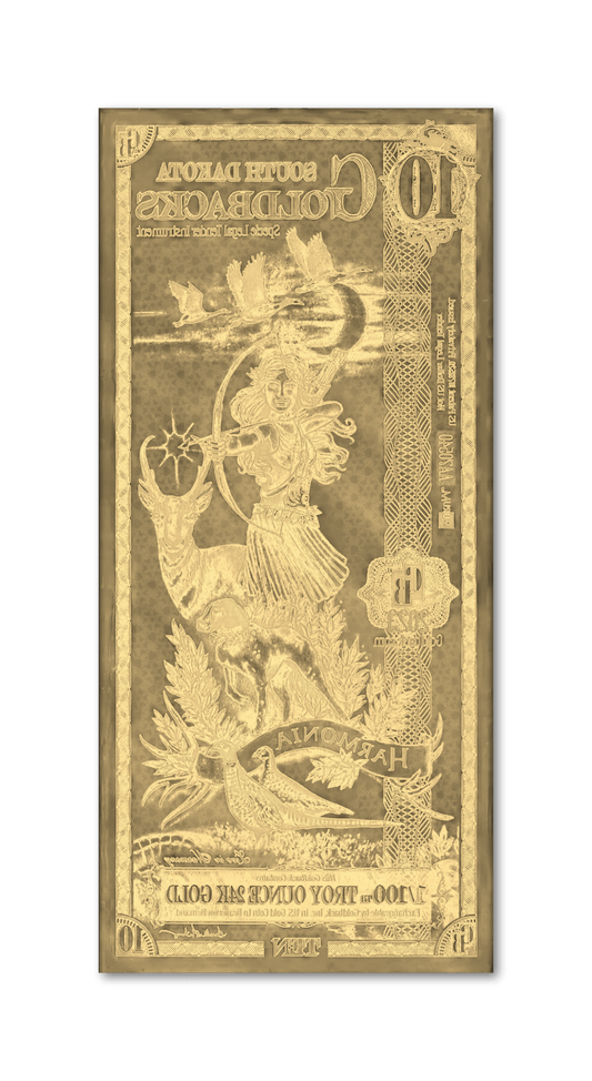 SOUTH DAKOTA Goldback 10 Note Aurum (5 Pack) - 24k Gold Bills Random - Which Mark