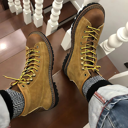 Autumn And Winter Men's Round Toe Fashion Casual Leather Shoes Martin - Which Mark