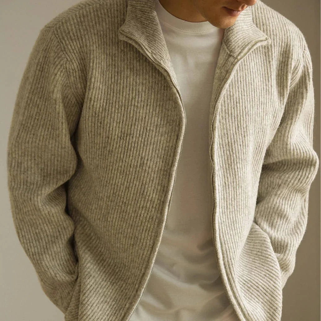 Knitted Zipper Jacket Loose Casual Turtleneck Men's Sweater - Which Mark
