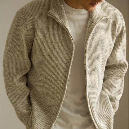 Knitted Zipper Jacket Loose Casual Turtleneck Men's Sweater - Which Mark