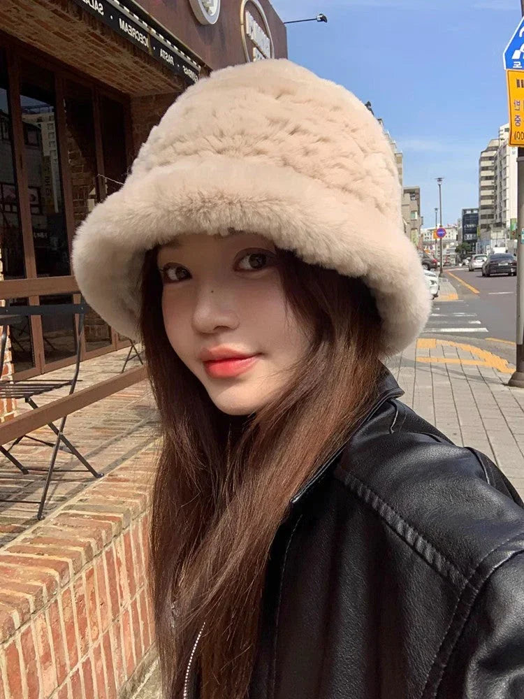 Rex rabbit fur hand-knitted bucket hat - Which Mark
