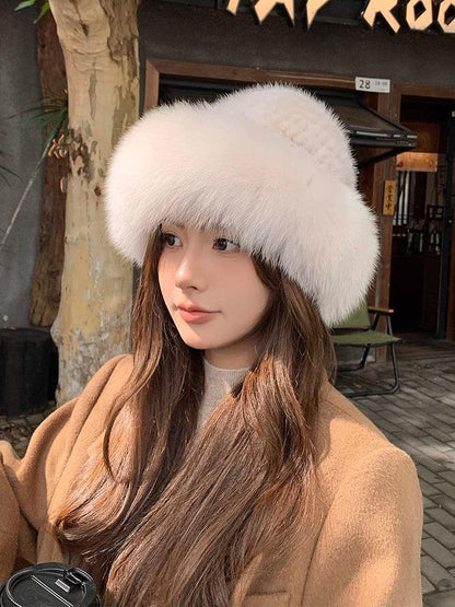 Mink fur hat women autumn winter fox fur bucket hat - Which Mark