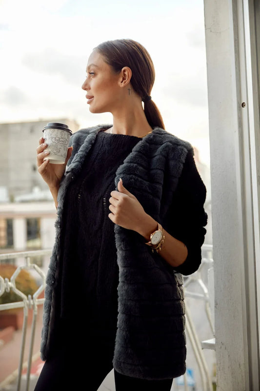 Women's fur vest, graphite 02114 - Which Mark