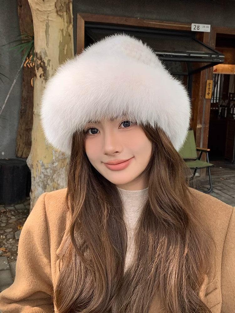 Mink fur hat women autumn winter fox fur bucket hat - Which Mark