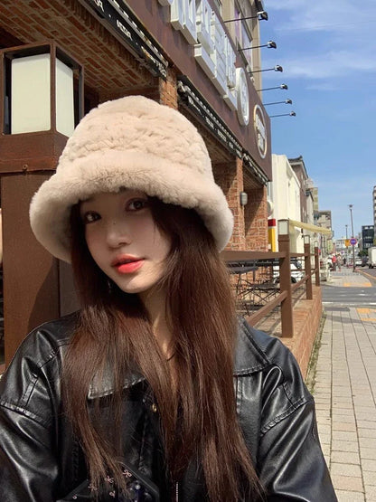 Rex rabbit fur hand-knitted bucket hat - Which Mark