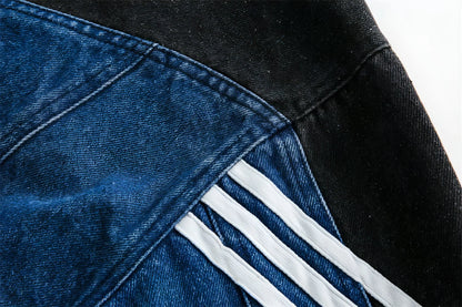Side Stripe Stitching Loose Denim Jacket Men And Women European And - Which Mark