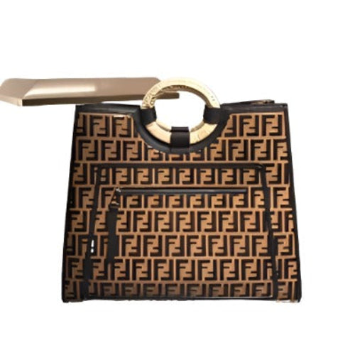 Genuine Leather Tote Bag Bamboo Round Handle - Which Mark
