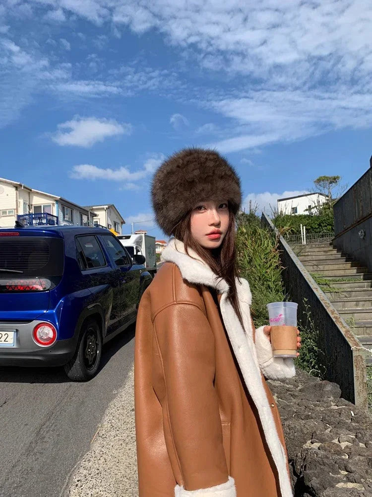 Mink Fur Knit Fur Hat with Elastic Headband and Ear Protection for - Which Mark