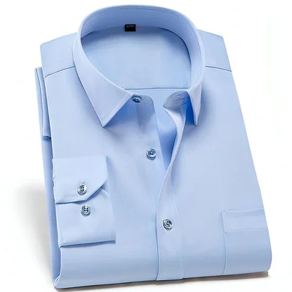 Solid Color DressShirt Men's Non-ironing Stretch Breathable Business - Which Mark