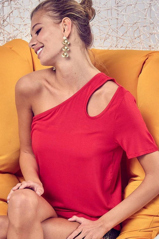 BiBi Cut Out Detailed One Shoulder Top - Which Mark