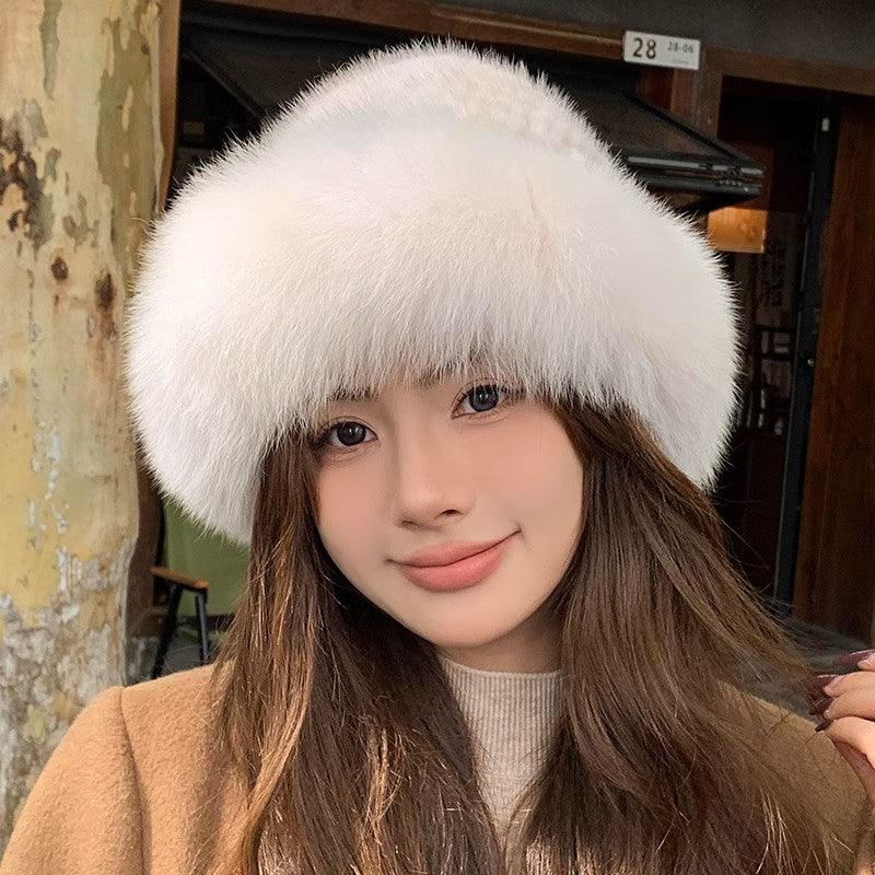 Mink fur hat women autumn winter fox fur bucket hat - Which Mark