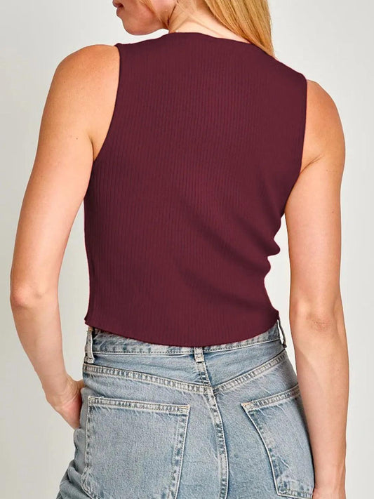 Bow Round Neck Cropped Tank - Which Mark
