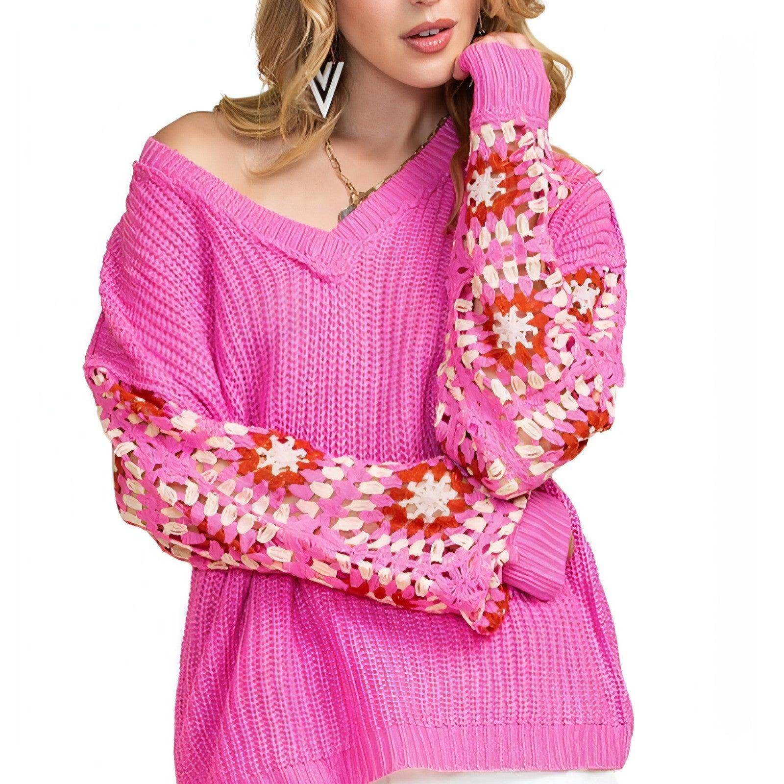 Women's Casual All-match Crocheted Knitted Top - FLORAL SWEATER - Which Mark