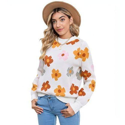 Knitted Thread Sweater Women's Flower - Which Mark