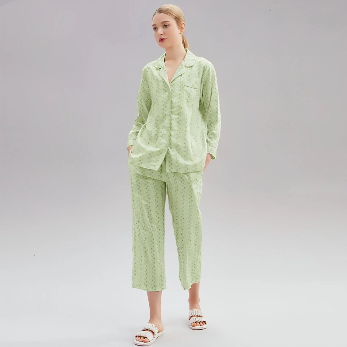 Women's Cotton Pajamas Spring Long-sleeved Homewear Thin New - Which Mark