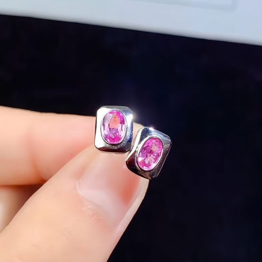 925 Silver Inlaid Natural Sapphire Stud Earrings - Which Mark