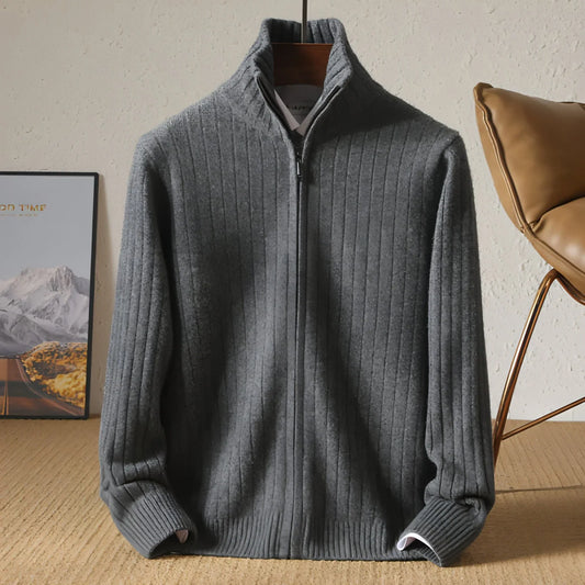 Pure Wool Sweater Men's Lapel Full Zipper - Which Mark