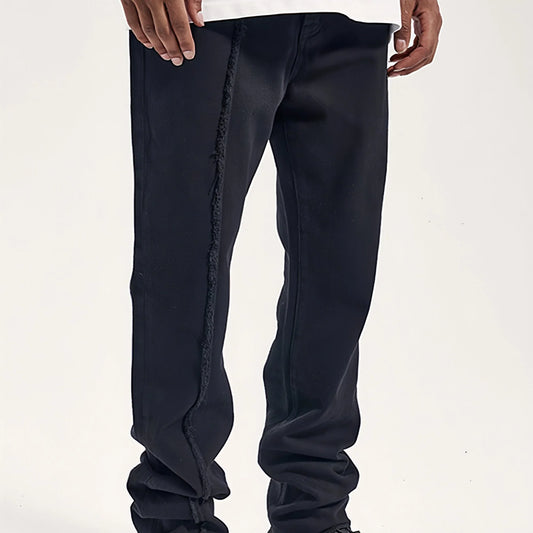 UrbanEase™ High Street Dark Solid Black Vintage Jeans Men - Which Mark