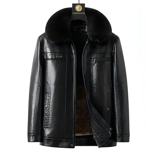 Fashion Personality Male Fleece-lined Leather Jacket Men - Which Mark