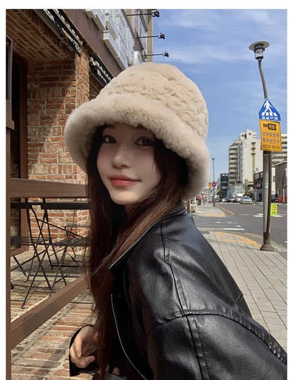 Rex rabbit fur hand-knitted bucket hat - Which Mark